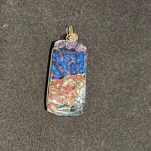 Paula Morikami-Multicolor Glass Pendant with Gold Accent